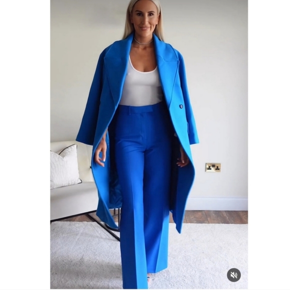 Zara Straight Leg Pants Limited Edition Blue NWT - Picture 7 of 9